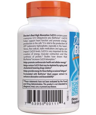 Doctor's Best High Absorption CoQ10 with BioPerine Ã¢â¬â 60 Veggie Caps for Optimal Heart Health - Buy Online on GoSupps.com
