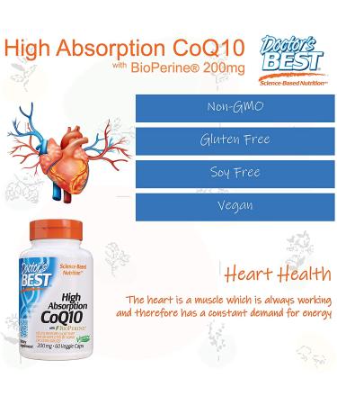 Doctor's Best High Absorption CoQ10 with BioPerine Ã¢â¬â 60 Veggie Caps for Optimal Heart Health - Buy Online on GoSupps.com