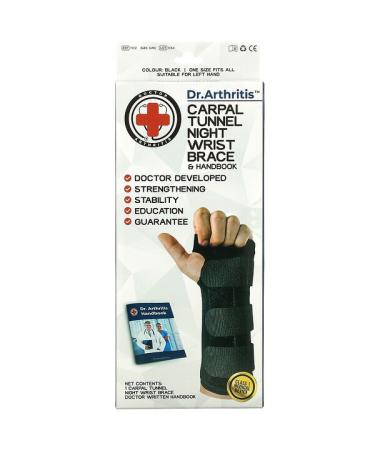 Doctor Arthritis Carpal Tunnel Night Wrist Brace & Handbook Left Black 1 Brace