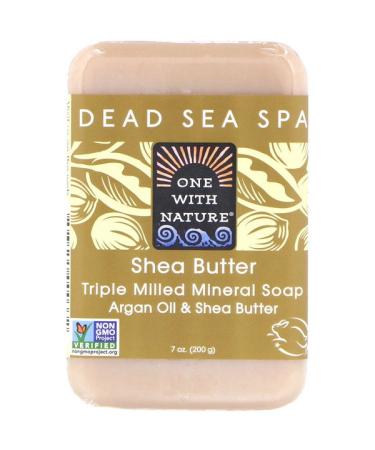 One with Nature Triple Milled Mineral Soap Bar Shea Butter 7 oz (200 g)