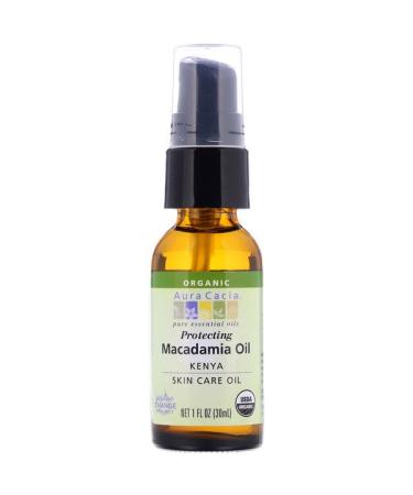 Aura Cacia Pure Essential Oil Organic Natural Skin Care Macadamia Oil 1 fl oz (30 ml)