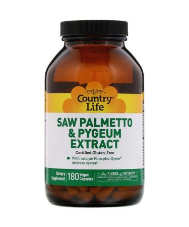 Country Life Saw Palmetto & Pygeum Extract 180 Vegan Capsules