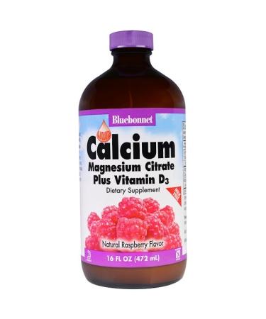 Bluebonnet Nutrition Liquid Calcium Magnesium Citrate Plus Vitamin D3 Natural Raspberry Flavor 16 fl oz (472 ml)