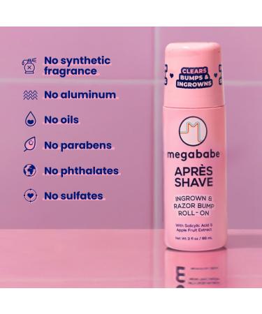 Discover megababe AprÃ¨s Shave - Ingrown Hair & Razor Bump Roll-On 3 oz - Elevate Your Style Instantly! - Buy Online on GoSupps.com