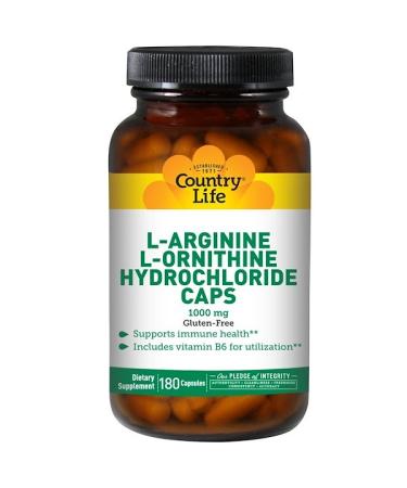Country Life L-Arginine & L-Ornithine Hydrochloride Caps 1000 mg 180 Capsules