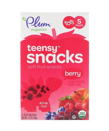Plum Organics TotsOrganic Teensy Soft Fruits Snacks Berry 12+ Months 5 Packs .35 oz (10 g) Each