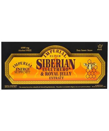 Imperial Elixir Siberian Eleuthero & Royal Jelly Extract Alcohol Free 4000 mg 10 Bottles 0.34 fl oz (10 ml) Each