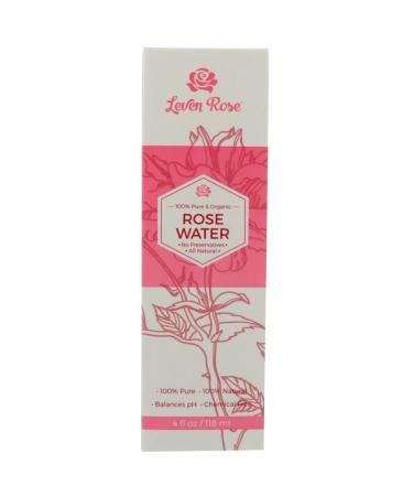 Leven Rose 100% Pure & Organic Rose Water  4 fl oz (118 ml)