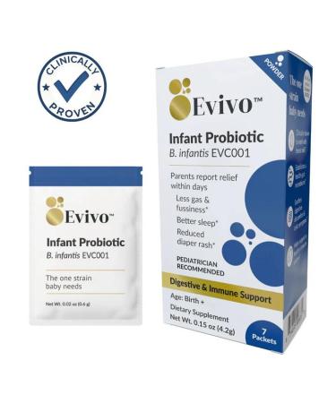 Evivo Probiotic for Baby, Starter Kit – Baby Probiotics 0-36 months – Probiotic B. infantis EVC001 – Colic, Gas, Diaper Rash – Refrigerated for Freshness – 21 Packets 3 weeks Starter Kit