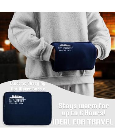 CityComfort Rechargeable Electric Hot Water Bottle Heat Pad | 6 Hour Warmth | Temperature Control | Detachable Lead | Navy | Gift Idea - Buy Online on GoSupps.com