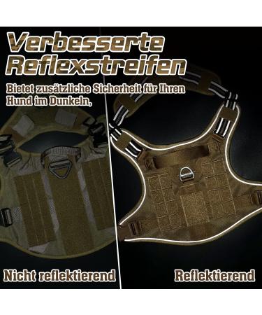 Rabbitgoo Tactical Dog Harness for Large Dogs - Adjustable & Durable with Metal Buckles - Perfect for Hiking - XL Brown - Buy Online on GoSupps.com