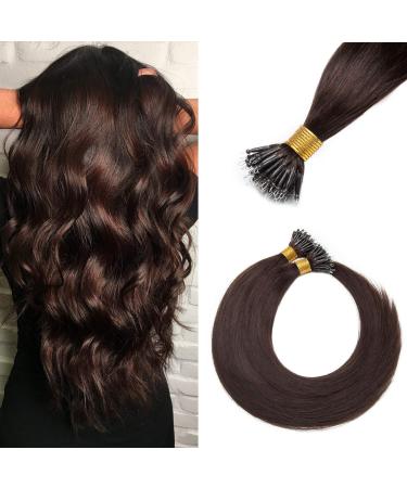 Nano Ring Hair Extensions 24inch 1g/s Pre Bonded 50g Nano Tip Bondings 100% Real Remy Human Hair #02 Dark Brown