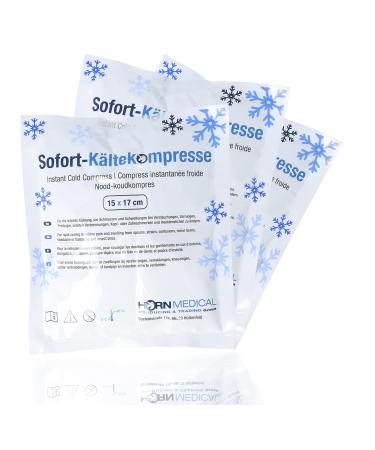 Horn Medical Instant Cold Compresses Disposable Cooling Pack - simply bend & shake - 3 pieces Size 15 x 17cm