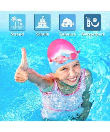 Children's Swimming Caps for Boys & Girls | Comfortable Fit for Ages 5-12 | Pink & Blue - Buy Online on GoSupps.com
