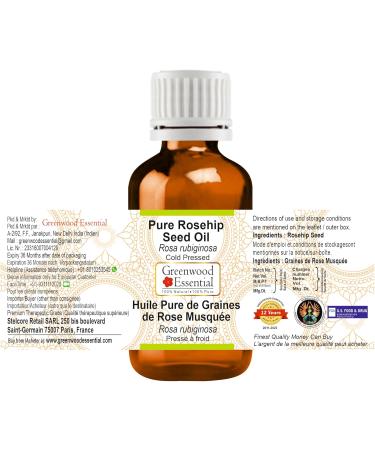 Greenwood Essential Natural Rose Hip Seed Oil - Therapeutic Quality Cold-Pressed (Pack of 2 100ml) - Pure & Natural - Buy Online on GoSupps.com