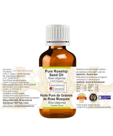 Buy Pure Rosehip Seed Oil (Rosa Rubiginosa) Cold Pressed 10ml - 100% Natural Skincare Essential with Euro Dropper - International Shipping Available - Buy Online on GoSupps.com