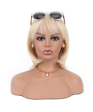 A1 Pacific Mannequin PVC Manikin Head Realistic Mannequin Head Bust Wig Mask Stand for Wigs Display Making Styling PMH-DB7645 (16.5 Inches, Caucasian) 16.5 Inch (Pack of 1) Caucasian