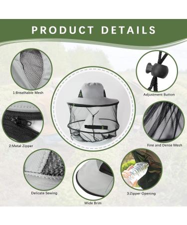 Outdoor Mosquito Hat with Removable Netting - Grey | Ideal for Hiking, Fishing, Camping & Climbing - Buy Online on GoSupps.com