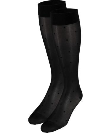Truform Sheer Compression Stockings for Women - 15-20 mmHg Knee High Black Dot Pattern Large - Pack of 2 - Buy Online on GoSupps.com