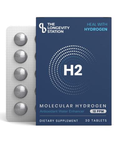 The Longevity Station Molecular Hydrogen H Tablets 12 PPM | Neutralize The Effects of Oxidative Stress & Free Radicals | Supports Cellular Health | Bioavailable Source of Magnesium | 30 Tablets