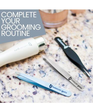 Professional Eyebrow Tweezer Set for Men and Women - Precision Slant and Pointed Tweezers with Case - Facial Hair and Splinter Removal Kit - Silver (4 PC-W) - Buy Online on GoSupps.com