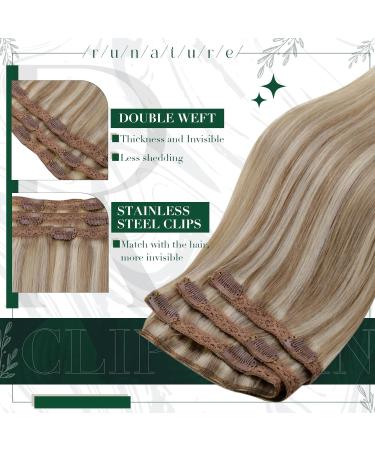 Runature Clip In Extensions - Real Hair Brown & Blonde Seamless 30cm 120g - Remy Hair 3pcs #8P60 - Buy Online on GoSupps.com