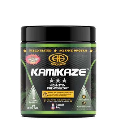 Advanced Genetics Kamikaze Highest Stimulant Pre-Workout 500mg Caffeine Huperzine Nootropics Delicious Flavour Rocket Pop 204 grams