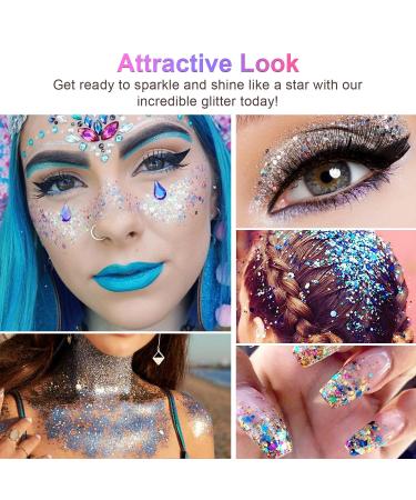 Holographic Silver Face Glitter - Long Lasting Chunky Shimmer for Body & Hair Makeup | TEOYALL - Buy Online on GoSupps.com