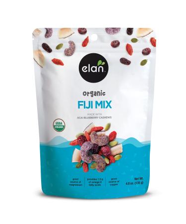 Elan Fiji Mix Organic Snack, Trail Mix, 4.8 oz, Cranberries, Goji Berries, Aai Blueberry Cashews, Coconut Chips, Pumpkin Seeds, Vegan, GMO-Free, Vegetarian, Gluten-Free,brown 4.8 Ounce (Pack of 1)