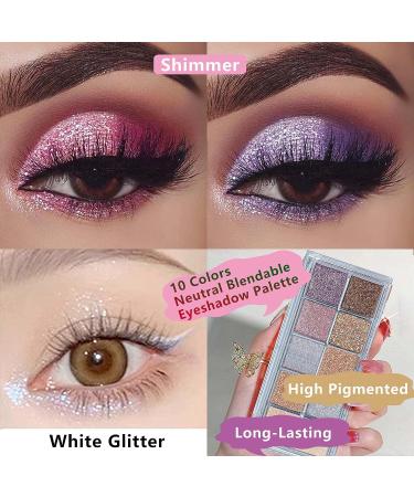 FOLTREN Glitter Eyeshadow Palette - 10 Colors, High Pigmented, Waterproof - Buy Online on GoSupps.com