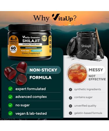 Shilajit Gummies - 1000mg Himalayan Natural Supplements for Healthy Aging & Energy - Sugar Free - 60 Count - Buy Online on GoSupps.com