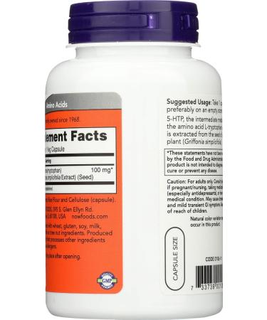 Now Foods 5-HTP 100mg - 120 Veg Capsules | Natural Mood Support | Buy Online Internationally - Buy Online on GoSupps.com