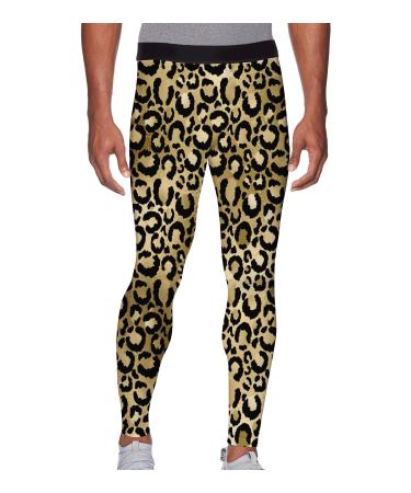 Zimperad Men's Compression Pants, Cool Dry Athletic Workout Running BJJ, MMA, Muay Thai Tights Leggings X-Large Leopard Print