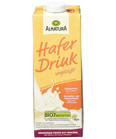 Alnatura organic oat drink unsweetened lactose-free vegan pack of 8 (8 x 1 l)