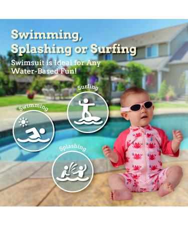 Juicy Bumbles Baby Swimsuit - Short Sleeve One Piece Toddler Swimming Costume - Crab Design - 3-4 Years - Buy Online on GoSupps.com