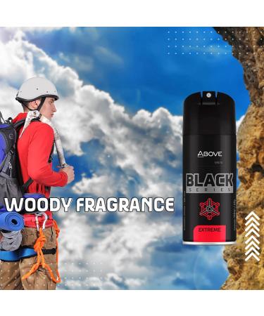 ABOVE Black Series Body Spray Extreme 4 pcs - Deodorant Spray - Woody Fragrance - Masks Perspiration Odors - Long-Lasting Dry Spray - Cruelty-Free - Buy Online on GoSupps.com