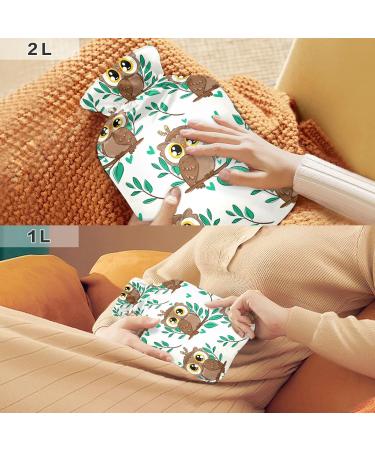 Hot Water Bottles with Cute Owl Cover | 2L Pain Relief Bags for Headaches & Warmth - Buy Online on GoSupps.com
