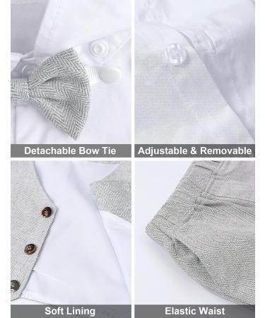 Mint Green Baby Boys Wedding Suit Set | 3pcs Herringbone Tweed Outfit | Christening Clothes | 3-4 Years Light Grey - Buy Online on GoSupps.com