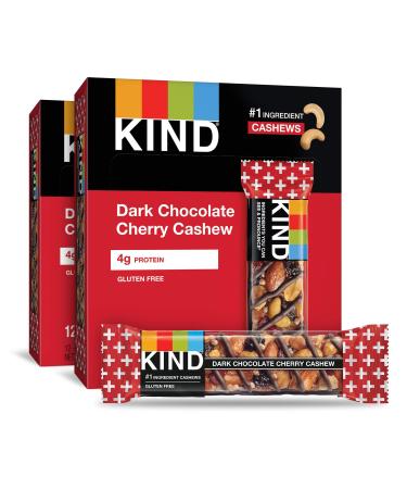 KIND Bars, Dark Chocolate Cherry Cashew, Healthy Snacks, Gluten Free, 24 Count Dark Chocolate Cherry Cashew 24