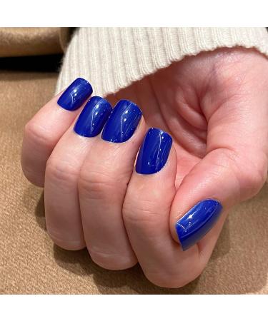 Novo Ovo Short Corner Oval Press-On Nails - Dark Blue Fake Nails | Sapphire Glue-On Artificial Fingernails for a Perfect Look - Buy Online on GoSupps.com