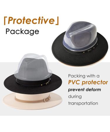 Lisianthus Wide Brim Belt Buckle Fedora Hat Set - 2 Pack for Women & Men | Medium Size - Buy Online on GoSupps.com