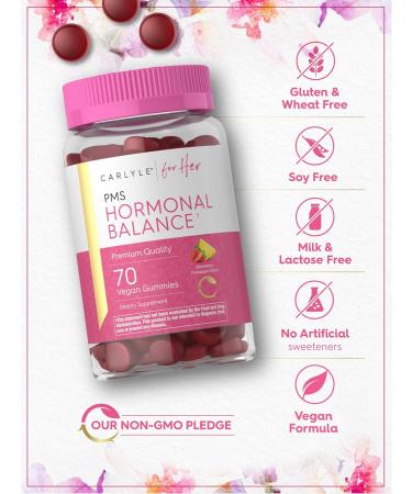 Carlyle Hormonal Balance for Women | PMS Relief Supplement | 70 Vegan Gummies | Non-GMO Gluten Free with Iron - Buy Online on GoSupps.com