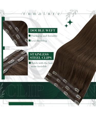 Runature Real Hair Extensions Clip-In - Medium Brown 14 Inch (35cm) Natural & Smooth 50g 3 Pieces - #4 - Buy Online on GoSupps.com