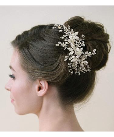 SWEETV Handmade Pearl Flower Wedding Hair Comb for Women - Bridal Hair Clip & Accessories - Buy Online on GoSupps.com
