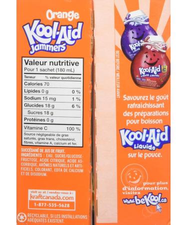 Kool-Aid Jammers Orange Flavour 1.8L (4 Boxes of 10 Pouches) - Buy Online on GoSupps.com