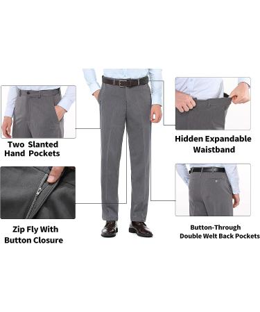 Men's Expandable Waist Flat Front Golf Pants Classic Fit 38W x 30L Grey - Comfort and Style for the Course - Buy Online on GoSupps.com