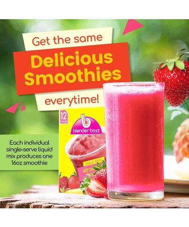 Blender Boyz Strawberry Banana Liquid Smoothie Mix 12 Pack - Real Fruit, Gluten Free, Dairy Free, Nut Free, Fat Free | Single-Serve Smoothie Packets - Buy Online on GoSupps.com