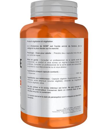 NOW Sports Nutrition L-Glutamine Double Strength 1 000 mg Amino Acid 120 Veg Capsules - Buy Online on GoSupps.com