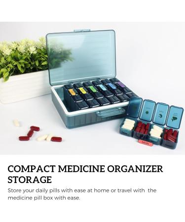 Big Premium Medicine Organizer Box - 7-Day Pill Box with Large Compartments - Portable Medicine Organizer for Pills & Supplements (Blue - 4 Compartments - Buy Online on GoSupps.com