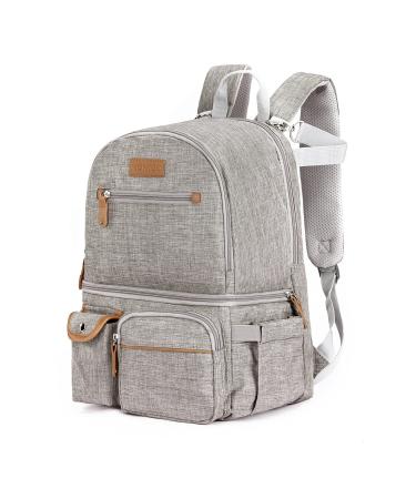 MOMIGO Breast Pump Backpack - Cooler and Moistureproof Bag Double Layer for Mother Outdoor Working Backpack with 13 Inch Laptop Compartment Fit Most Breast Pumps (Grey)